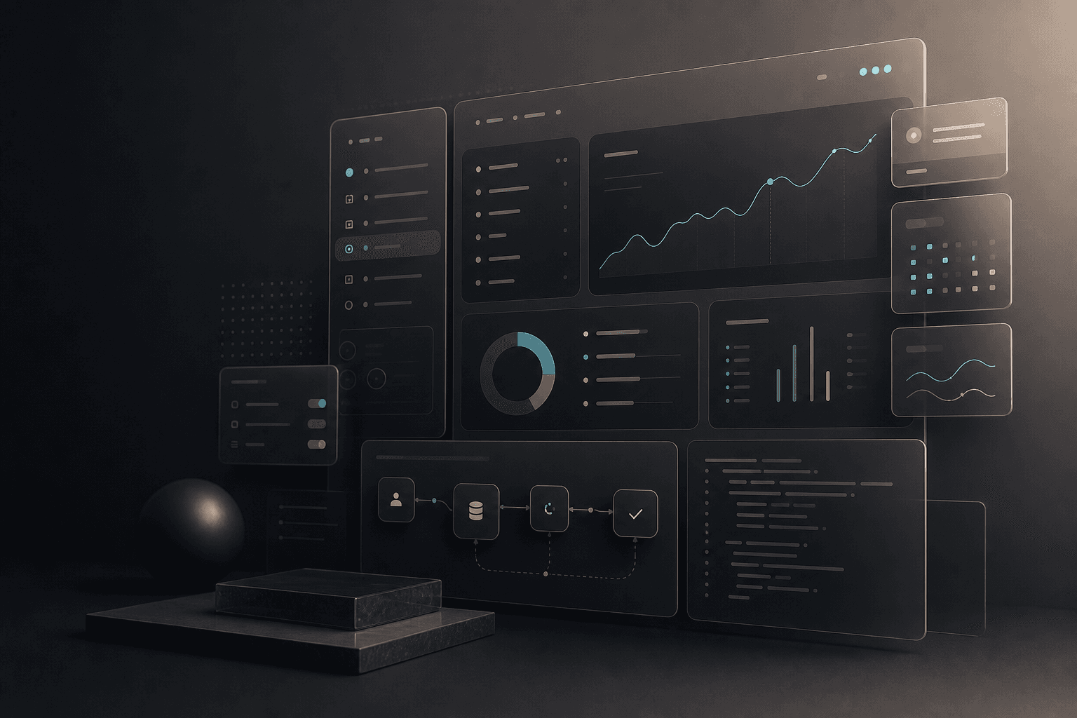 Abstract premium interface composition for Deeno software studio
